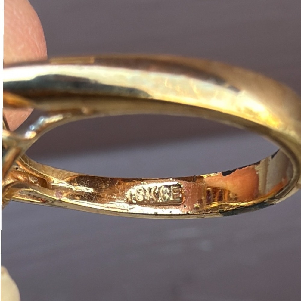 18KGE Cocktail Ring Women Size 6.25 Gold Purple Baguette Floral Cluster Vintage - Picture 8 of 10